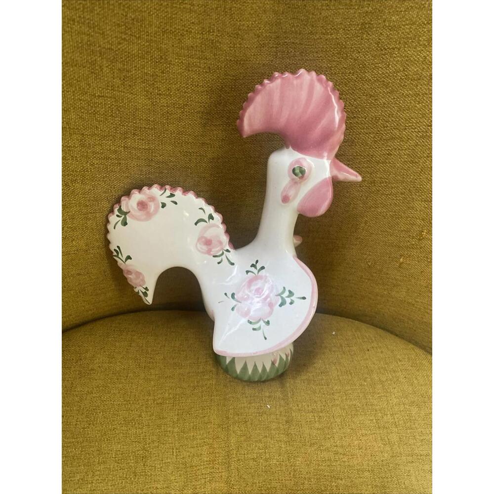 Vintage 8” Portugal Lucky Rooster Chicken Ceramic Hand Painted Folk Art Signed - Picture 4 of 6